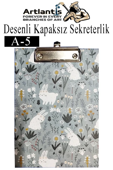 Desenli Sekreterlik Kapaksız A5 1 Adet Renkli Desenli A5 Sekreterlik Klipsli Metal Mekanizmalı 80 Yaprak Kapasiteli - 9
