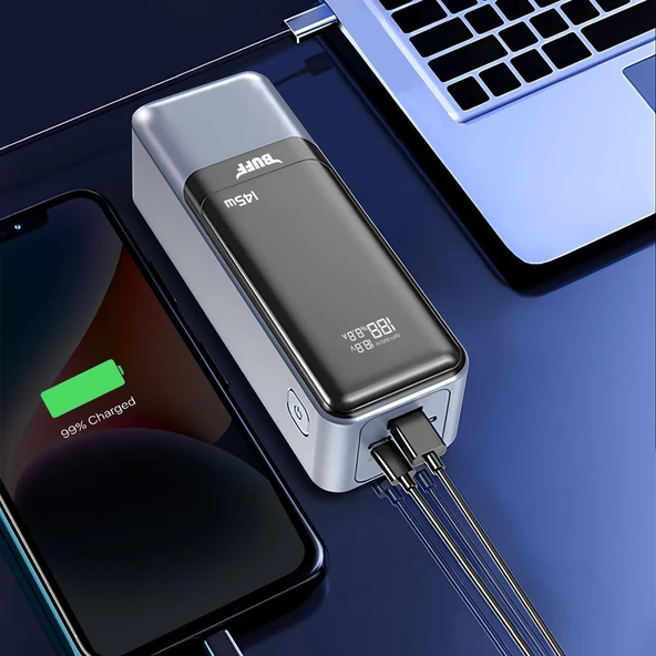 BUFF LABS BP16 145W Dijital Ekranlı 27000 mAh Powerbank, Laptop, Macbook, iPad Taşınabilir Hızlı Şarj Cihazı - Resim 4