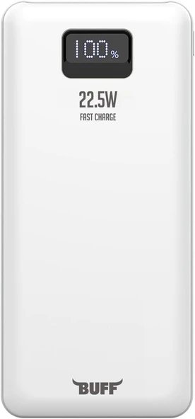 BUFF LABS BP17 22.5W 10.000Mah LCD Ekran Dahili Kablolu Taşınabilir Powerbank (Beyaz) ürün görseli