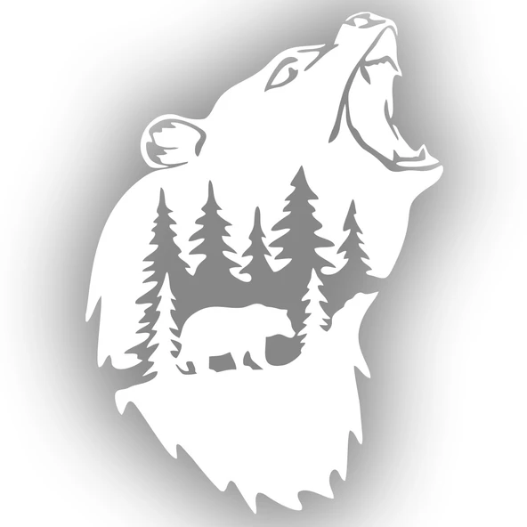 Doğa ve Ayı Sticker 17x17 Cm Beyaz ürün görseli