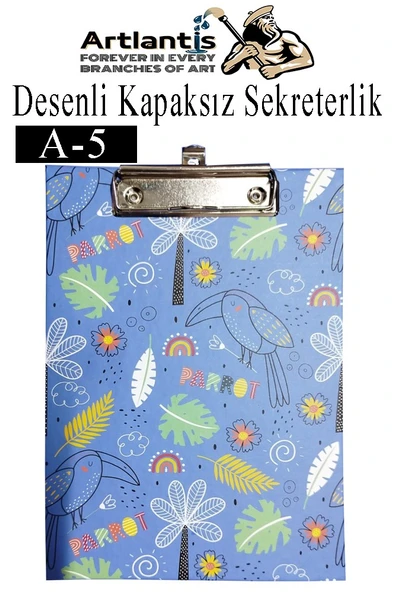 Desenli Sekreterlik Kapaksız A5 1 Adet Renkli Desenli A5 Sekreterlik Klipsli Metal Mekanizmalı 80 Yaprak Kapasiteli - 3