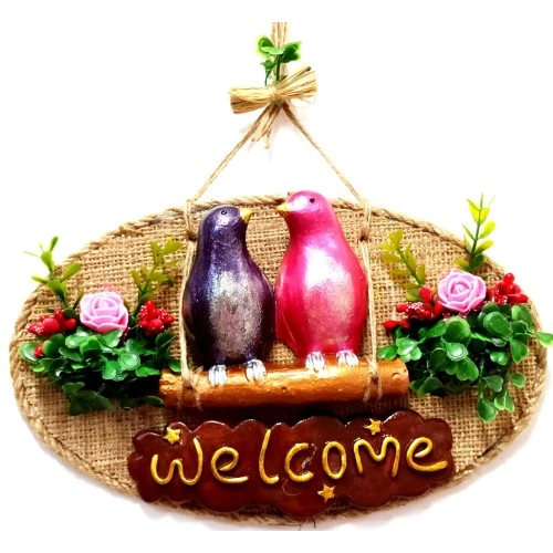 Kuş Tasarımlı Welcome Yazılı Kapı Süsü - 2