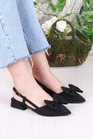 Fort 018-903 Fls Saten Fiyonk Detaylı Alçak Topuk Arkası Açık Önü Kapalı Kadın Ayakkabı ürün görseli