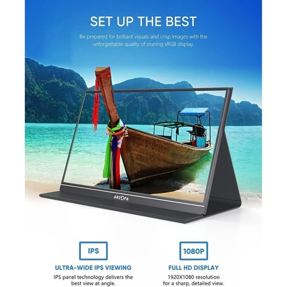 ARZOPA 15.6" IPS S1 60Hz USB-C/mHDMI Multimedya Taşınabilir Monitör (1920 X 1080) - 3