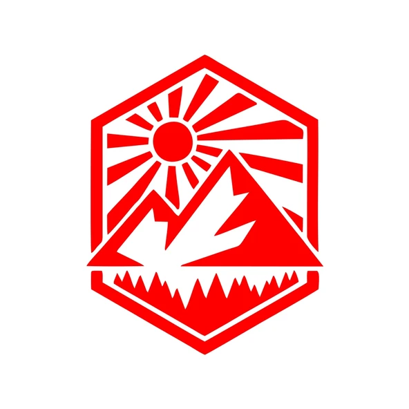 Dağ ve Güneş Sticker 17x17 Cm Kırmızı ürün görseli