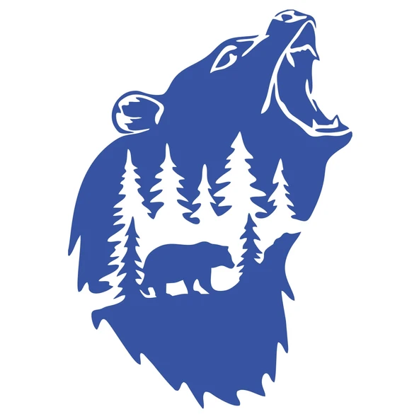 Doğa ve Ayı Sticker 17x17 Cm Mavi ürün görseli