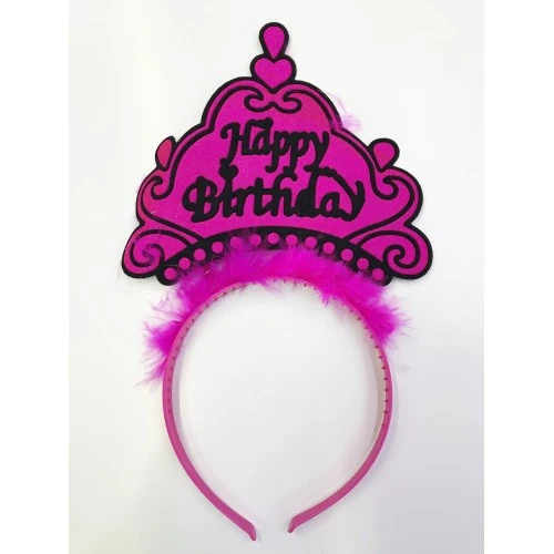 Happy Birthday Yazılı Neon Renk Taç 12 Adet - 3