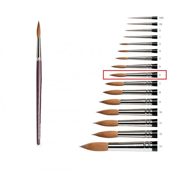 Suluboya Fırçası 6 Numara Samur Guaj Boya Fırça No:6 1 Adet