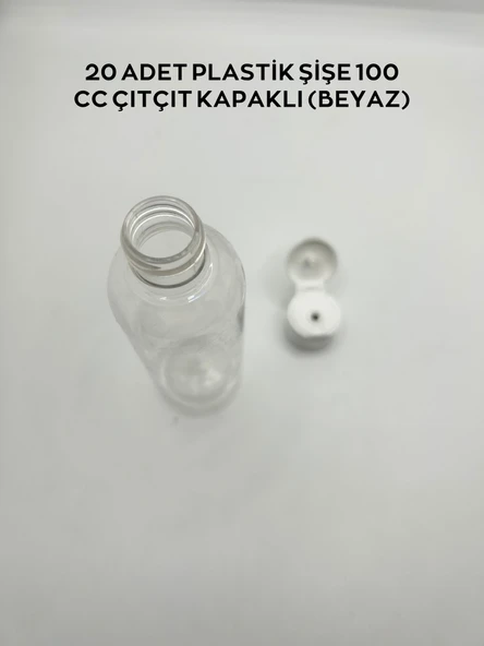 20 ADET PLASTİK ŞİŞE 100 CC / 250 CC / 350 CC ÇITÇIT KAPAKLI  BEYAZ - 3