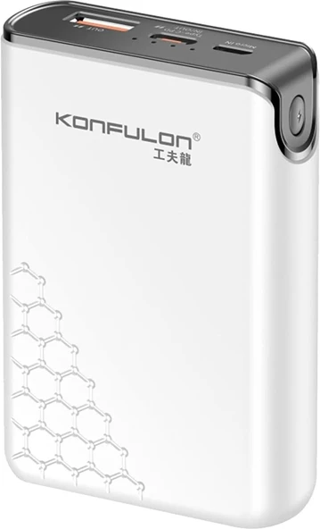 Coverzone Konfulon Mini Powerbank 10000mAh 22.5W ve PD20W Type-C Input ve Output iPhone 11 12 13 14 15 Uyumlu Powerbank Beyaz ürün görseli