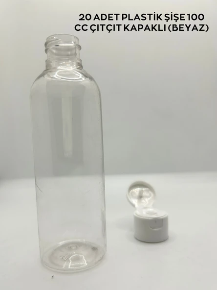 20 ADET PLASTİK ŞİŞE 100 CC / 250 CC / 350 CC ÇITÇIT KAPAKLI  BEYAZ