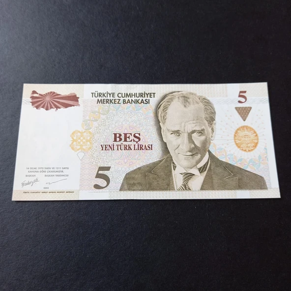 Escoines Koleksiyon 39963684eecf7ec06f 8.Emisyon 5YTL ÇİL Yeni Türk Lirası Eski Kağıt Para