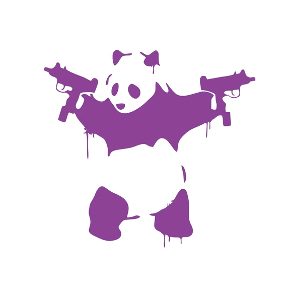 S*lahlı Panda Sticker 17x17 Cm Mor ürün görseli