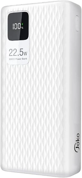 Coverzone A26Q Powerbank 30.000 Mah LCD Ekran Pd 20W Hızlı Şarj Konfulon iPhone Uyumlu Tip C Şarj Güç Bankası Çıkış arayüzü USB C - Beyaz Renk ürün görseli 1