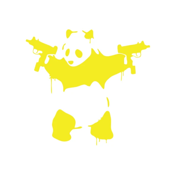 S*lahlı Panda Sticker 17x17 Cm Sarı ürün görseli