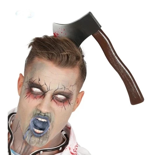 Kafaya Saplanmış Halloween Kanlı Balta Şaka Tacı - 2