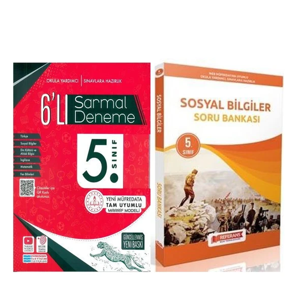 Evrensel İletişim 5. Sınıf 6 lı Sarmal Deneme ve Referans Sosyal Bilgiler Soru Bankası Seti 2 Kitap