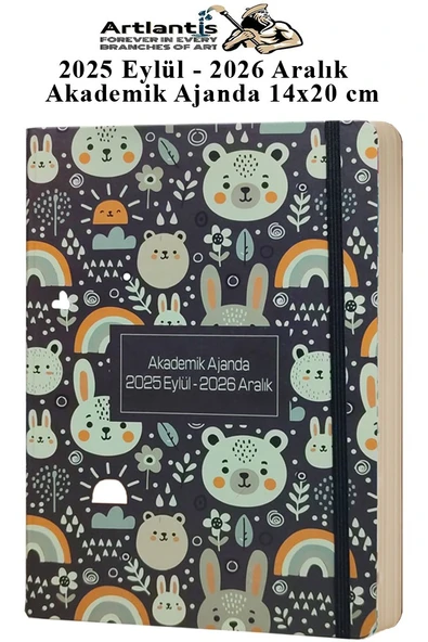 Akademik Ajanda 2025 Eylül - 2026 Aralık 17x24 cm Lastikli 1 Adet Ciltli Sert Kapak Planlayıcı Haftalık Ajanda - 4
