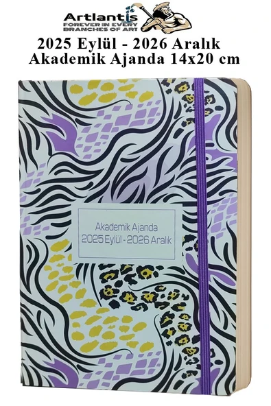 Akademik Ajanda 2025 Eylül - 2026 Aralık 17x24 cm Lastikli 1 Adet Ciltli Sert Kapak Planlayıcı Haftalık Ajanda - 7