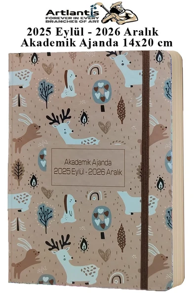 Akademik Ajanda 2025 Eylül - 2026 Aralık 17x24 cm Lastikli 1 Adet Ciltli Sert Kapak Planlayıcı Haftalık Ajanda