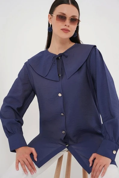 Bebe Yaka Uzun Tunik 5967 - İndigo