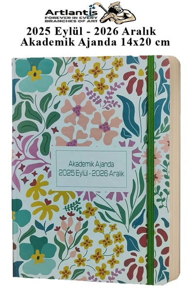 Akademik Ajanda 2025 Eylül - 2026 Aralık 17x24 cm Lastikli 1 Adet Ciltli Sert Kapak Planlayıcı Haftalık Ajanda - 5
