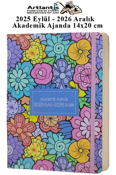 Akademik Ajanda 2025 Eylül - 2026 Aralık 17x24 cm Lastikli 1 Adet Ciltli Sert Kapak Planlayıcı Haftalık Ajanda - 6