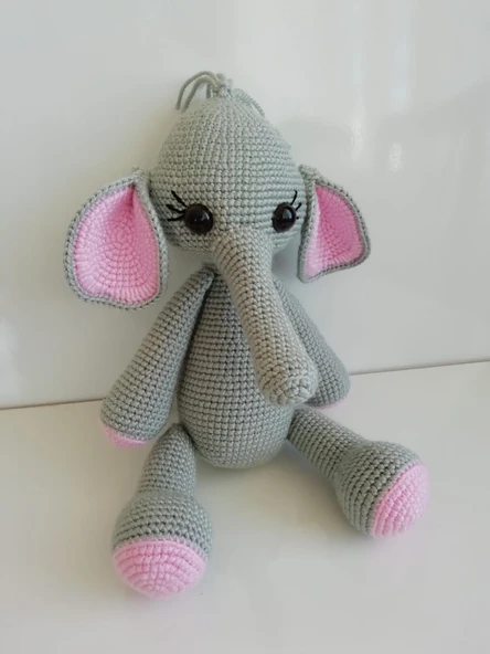 Sevimli Fil Uyku Arkadaşım Amigurumi Organik Oyuncak - 1
