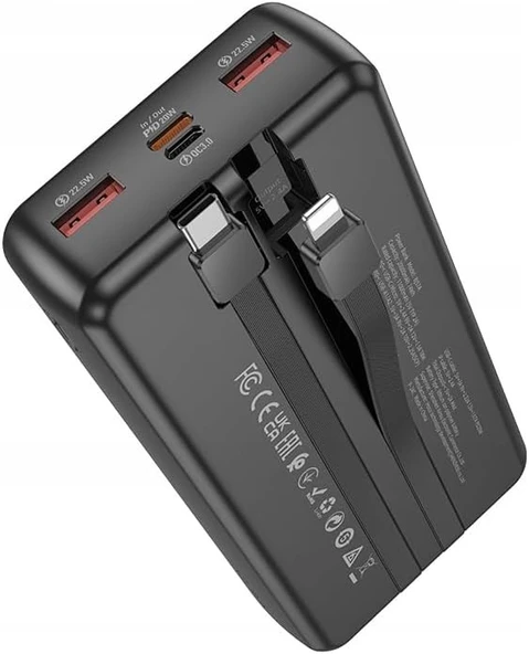 Coverzone Borofone 20000mAh PD20W 22.5W QC3.0 74Wh Dahili Fener Güç Bankası Powerbank iPhone ile Uyumlu Şarj Seviyesi Led Gösterli Kompak ve Modern Tasarım BJ75A - Resim 2