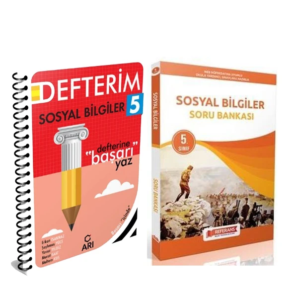Arı 5. Sınıf Sosyal Bilgiler Defterim ve Referans Sosyal Bilgiler Soru Bankası Seti 2 Kitap