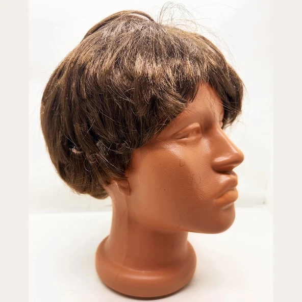 Kahve Renk Kısa Kesim İçi Astarlı Erkek Peruğu