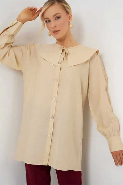 Bebe Yaka Uzun Tunik 5967 - Krem