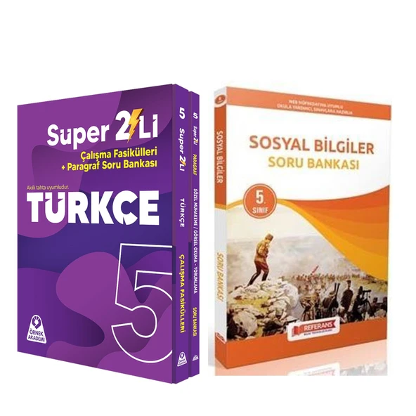 Örnek Akademi 5. Sınıf Süper İkili Türkçe Seti ve Referans Sosyal Bilgiler Soru Bankası 2 Kitap