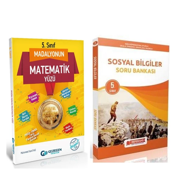 Gezegen 5. Sınıf Madalyonun Matematik Yüzü ve Referans Sosyal Bilgiler Soru Bankası Seti 2 Kitap