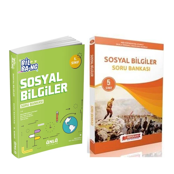 Ünlü 5.Sınıf Bil Bang Sosyal Bilgiler ve Referans Sosyal Bilgiler Soru Bankası Seti 2 Kitap