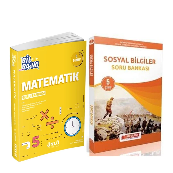 Ünlü Yayınları 5.Sınıf Bil Bang Matematik ve Referans Sosyal Bilgiler Soru Bankası Seti 2 Kitap ürün görseli 1