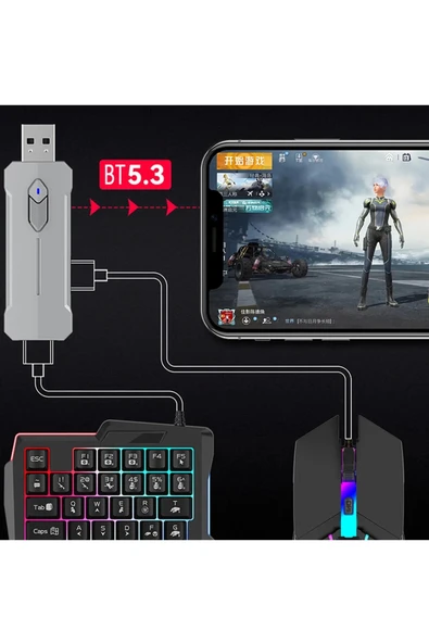 Pubg Mobil Oyun Kiti 5in1 Bt5.3 Klavye Mouse Dönüştürücü Seti Pugb Seti - 4