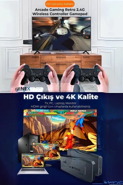 2.4g Kablosuz Çift Kol Retro Oyunlar 4k Game Stick 3500 Oyun - 5