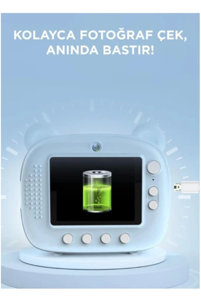 Mini Dijital Fotoğraf Çıkaran Video Kaydedici Taşınabilir Anında Baskı Çıkaran Çocuk Kamerası 3 Adet Rulo Hediye - 7