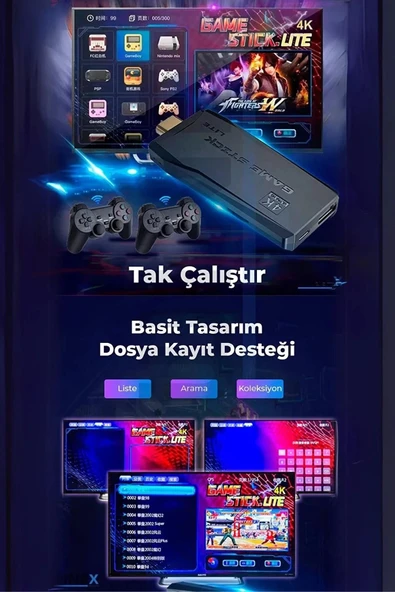 2.4g Kablosuz Çift Kol Retro Oyunlar 4k Game Stick 3500 Oyun - 3