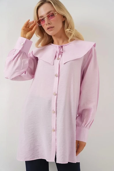 Bebe Yaka Uzun Tunik 5967 - Pudra