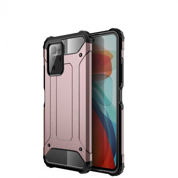 KNY Xiaomi Poco X3 GT Kılıf Çift Katmanlı Armour Case Rose Gold