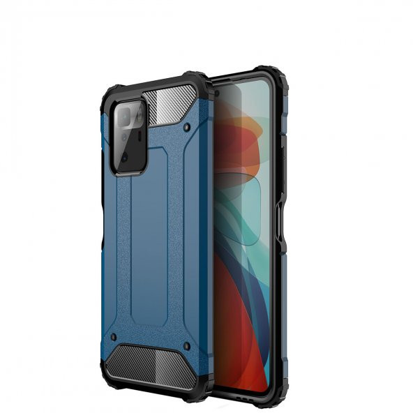 KNY Xiaomi Poco X3 GT Kılıf Çift Katmanlı Armour Case Mavi