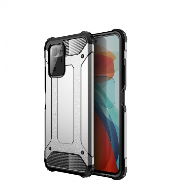 KNY Xiaomi Poco X3 GT Kılıf Çift Katmanlı Armour Case Gri