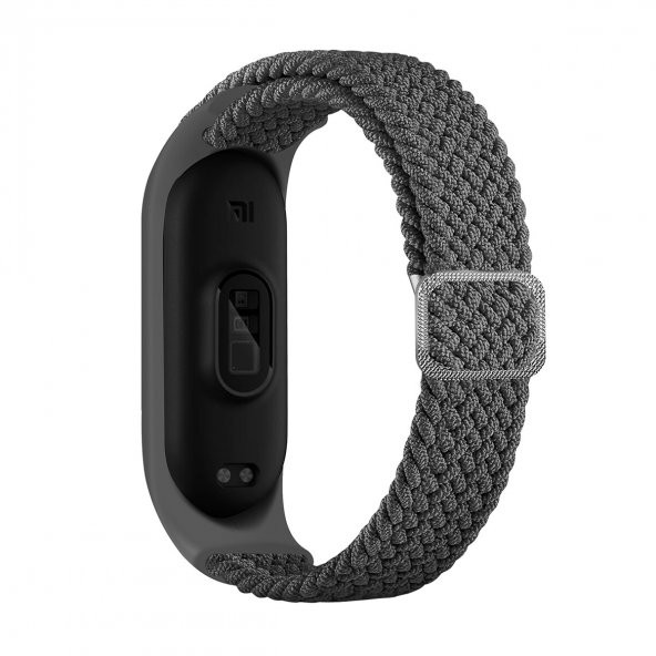 KNY Xiaomi Mi Band 3 İçin Örgü Model Renkli Silikon Kordon-Kayış Gri