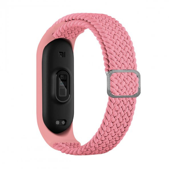 KNY Xiaomi Mi Band 3 İçin Örgü Model Renkli Silikon Kordon-Kayış Pembe