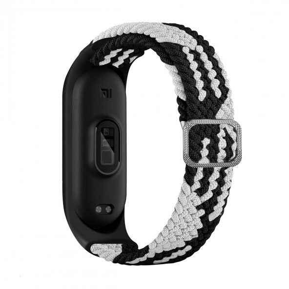 KNY Xiaomi Mi Band 3 İçin Örgü Model Renkli Silikon Kordon-Kayış Beyaz