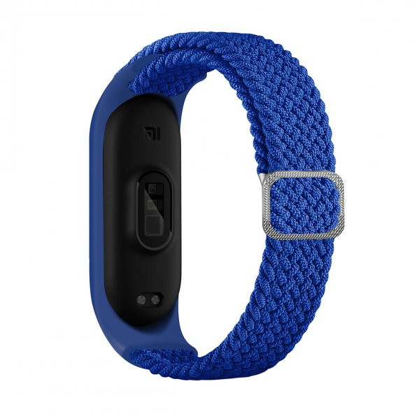 KNY Xiaomi Mi Band 5 İçin Örgü Model Renkli Silikon Kordon-Kayış Mavi