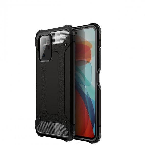 KNY Xiaomi Poco X3 GT Kılıf Çift Katmanlı Armour Case Siyah