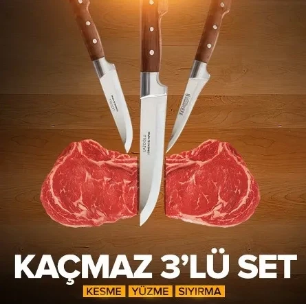 El Yapımı Sürmene Kasap Ve Kurban Seti 3 Parça